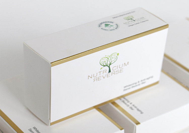 White cardboard cosmetic packaging box