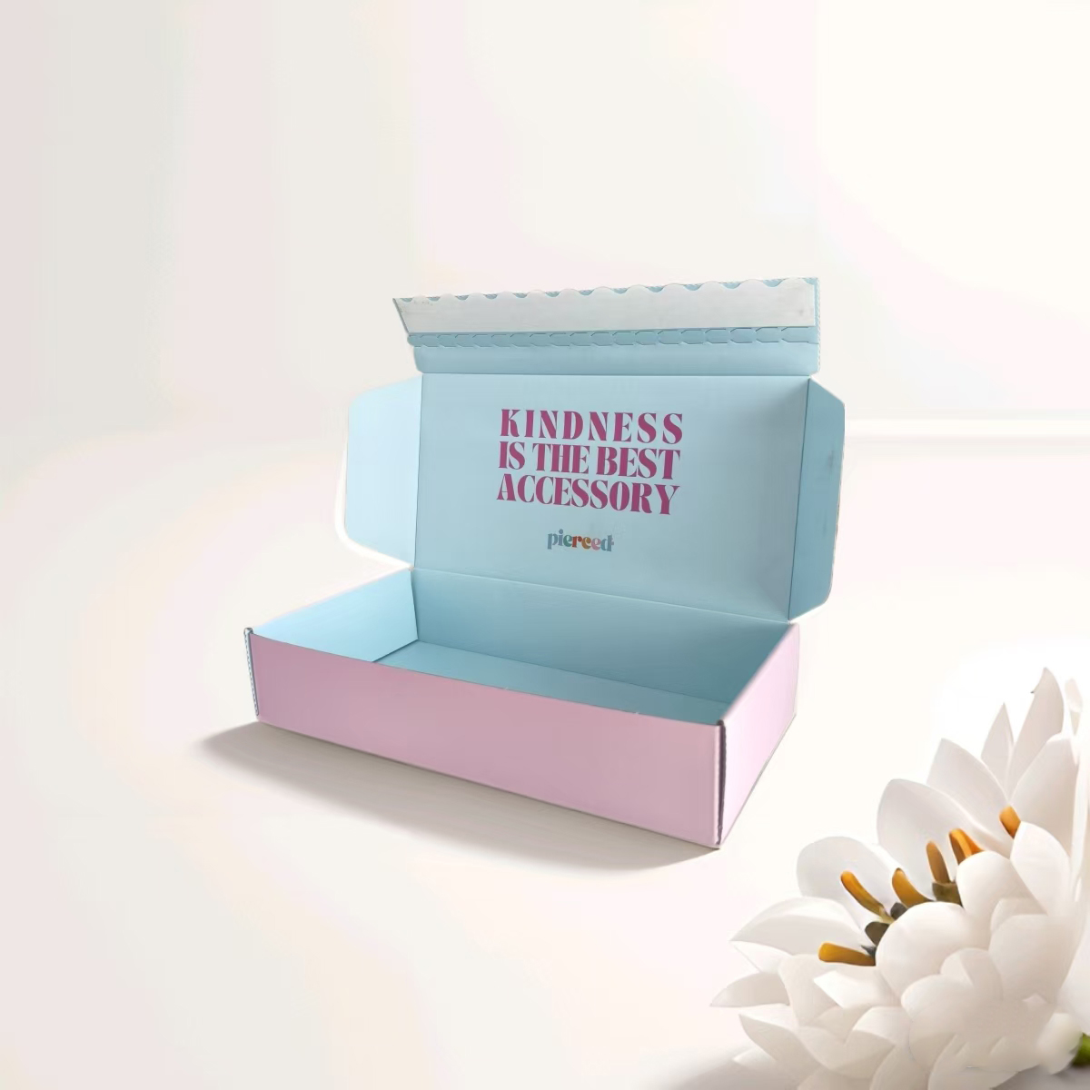Custom Logo Pink Corrugated Mailer Clothing Packaging Shipping Boxes With Tear Strip